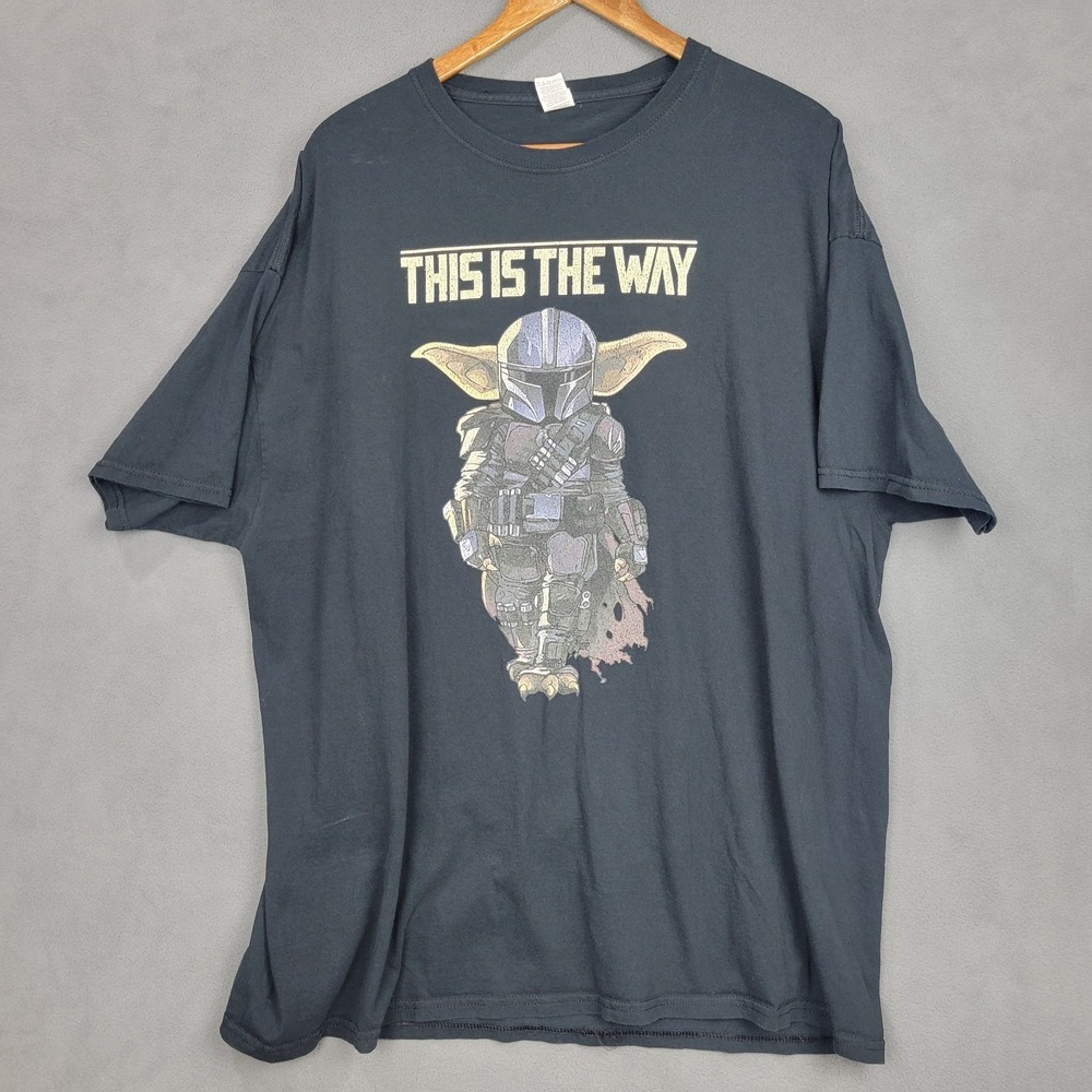 Grogu Mandalorian Fruit Of The Loom TShirt Men 2XL Black Graphic This Is The Way